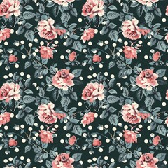 Roses, leaves, polka dots, pastel colors, very beautiful, seamless fabric pattern. Textile Fashion Design Culture background 