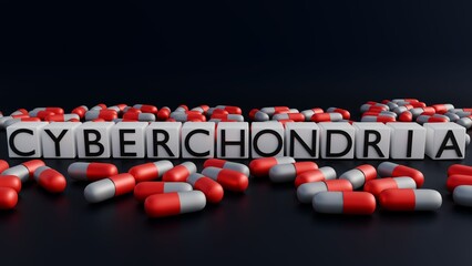 3d rendering of Cyberchondria or compucondria, is worrying about having a serious illness after researching symptoms online.