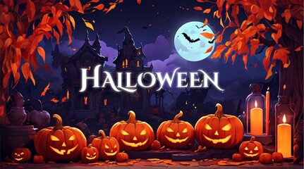 Fototapeta premium halloween background with pumpkin