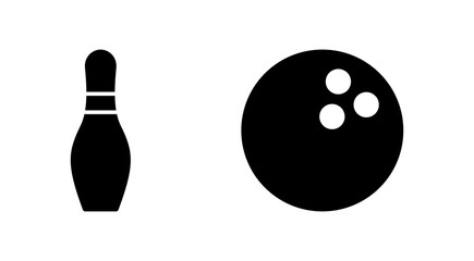 Bowling icon set. bowling ball and pin icon. bowling pins