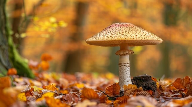 Parasol Mushroom - Macrolepiota procera or Lepiota procera, single mushroom fully open in an English