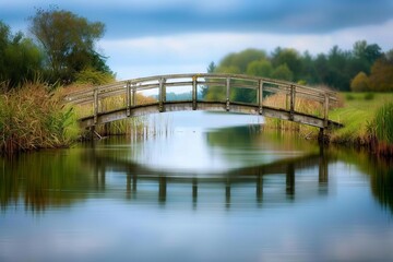 serene river crossing picturesque bridge spanning tranquil waters idyllic landscape photography