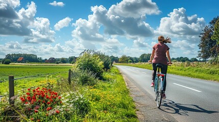 Obraz premium Experience the beauty of the countryside on Mother's Day by taking a leisurely bike ride and stopping to visit charming towns and breathtaking viewpoints.