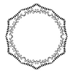 Hand drawn floral wreath, wreath circle flower frame