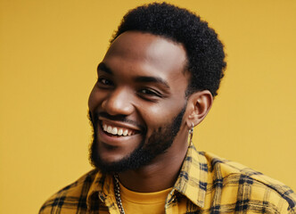 Obraz premium portrait of a man smile background yellow