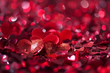 valentines enchantment a shimmering display of red hearts rose petals and glittery confetti photography