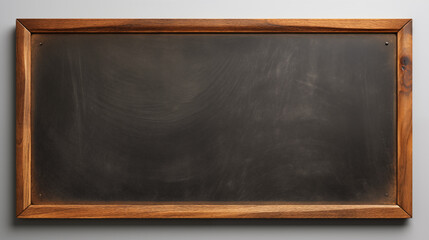 Empty Black Chalkboard with Wooden Frame