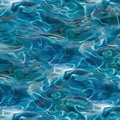 Fototapeta premium The image is a blue and white water pattern with a blue and white background. The water pattern is very detailed and has a lot of movement. Scene is calm and serene, as if the water is gently flowing