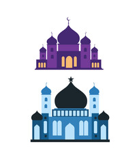 mosque design purple blue black islamic mosque illkustration