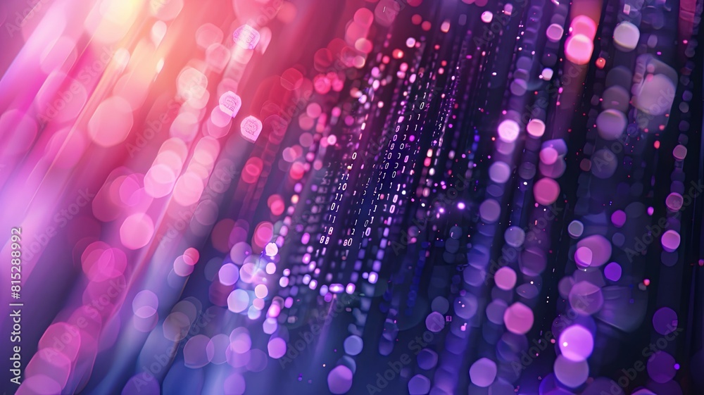 Poster rain of bokeh lights on gradient - an artistic representation of digital data rain with bokeh lights