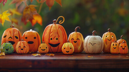 Ghost-faced pumpkin, Halloween festival.
