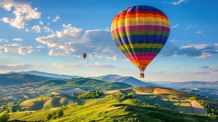 Fototapeta premium Celebrate Mom on Mother's Day with a scenic hot air balloon ride offering breathtaking views of the landscape