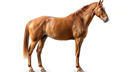 "Brown Horse Compilation (Portrait, Standing), Animal Bundle Isolated on White with Transparent Background. Blank White Backdrop