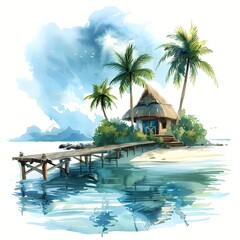Idyllic Overwater Bungalows on a Tropical Island