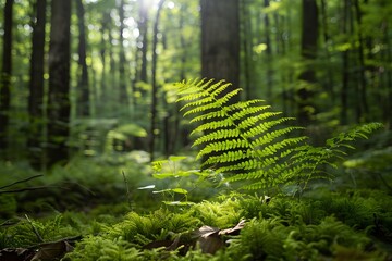 green fern in the middle of the forest