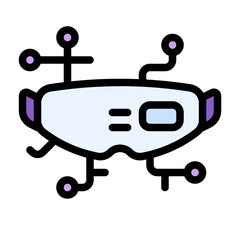 Glasses Icon With Line Flat Color Style