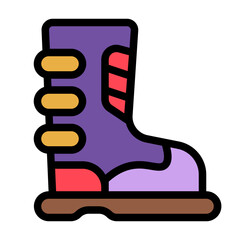 Shoes Icon With Line Flat Color Style