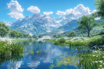 Detailed Masterpiece: Breathtaking Landscape in Contemporary Digital Art Style