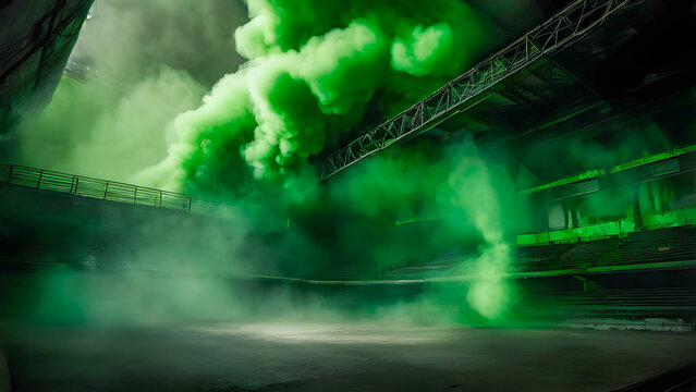 Eerie Egress: Green Smoke Billows Out of Darkened Room