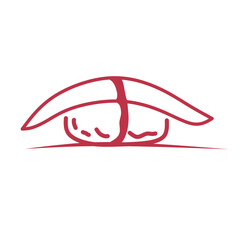 Sushi logo template.  Traditional Japanese cuisine, delicious food icon.  translation of Japanese text 