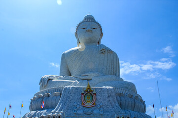 Fototapeta premium Big Buddha statue Was built on a high hilltop of Phuket Thailand