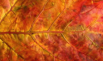 Veins of transition, a leaf's delicate autumnal shift