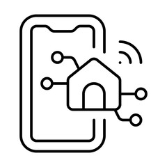 Smart House Icon With Thin Line Style