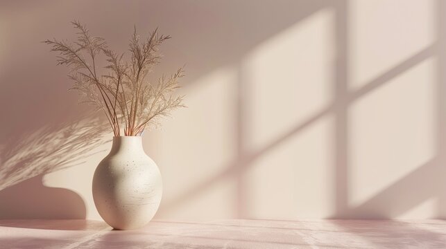 Minimalistic a light beige pink background for product presentation
