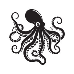 Octopus silhouette flat illustration.