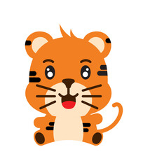 tiger expression vector funny angry sad and happy character illustration