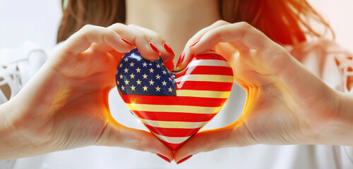 Hands forming a heart with a US flag inside, white Memorial Day theme.