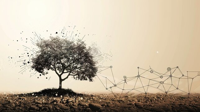 Probability tree diagram branching out to illustrate various possible outcomes of a stochastic process.