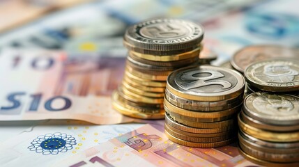 Stack of coins and banknotes symbolizing financial wealth and prosperity, representing the fundamentals of economic value.