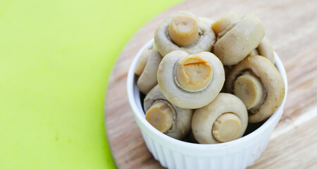 Champignon mushrooms in brine. Canned champignon mushrooms whole