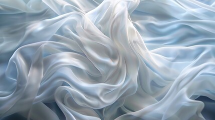 Obraz premium Layers of translucent fabric billow and flow, creating an abstract tableau of movement and texture that evokes a sense of serenity and grace. 