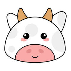 Cute kawaii cow emoji icon Vector illustration