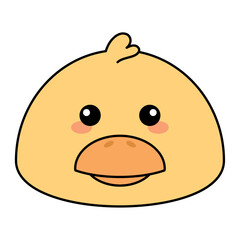 Cute kawaii duck emoji icon Vector illustration