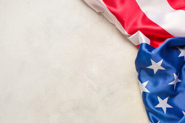 Naklejka premium Flag of USA on light background. Memorial Day celebration