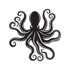 Octopus silhouette flat illustration.