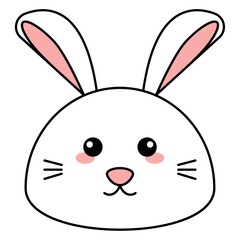Cute kawaii rabbit emoji icon Vector illustration