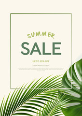Summer sale banner design template. Vector illustration.