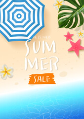 Summer sale banner design template. Vector illustration.