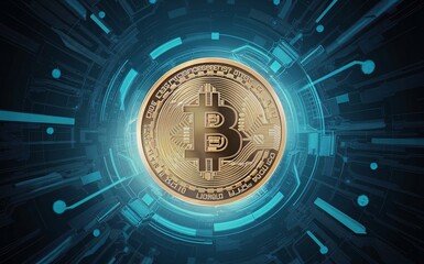 Abstract technology background with Bitcoin