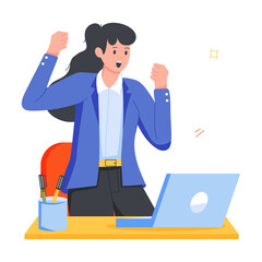 People Celebrating Flat Character Icons