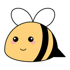 Cute kawaii bee emoji icon Vector illustration