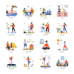 Festival Celebrations Flat Character Icons