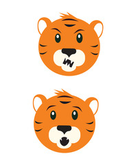 tiger expression vector funny angry sad and happy character illustration 