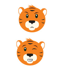 tiger expression vector funny angry sad and happy character illustration 