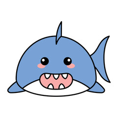 Cute kawaii shark emoji icon Vector illustration