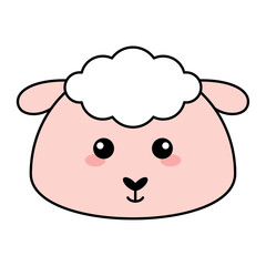 Cute kawaii sheep emoji icon Vector illustration